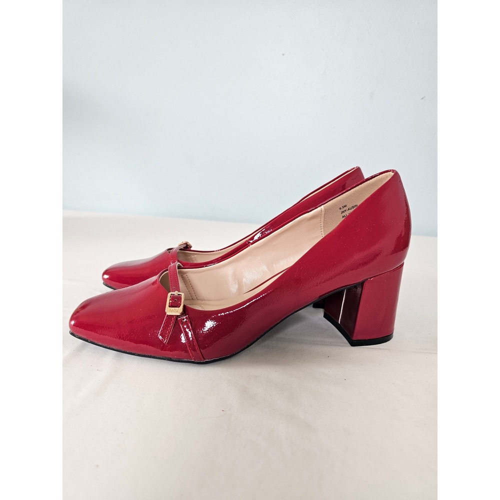 Retro Jones New York Aubin Heels Womens 9.5 Red Patent Mary Jane Block Pump